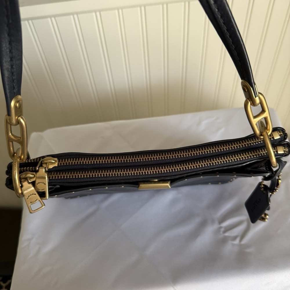 Coach Dreamer 54070 Shoulder Bag Purse Midnight Navy Blue Charms Rivets Medium - Picture 5 of 16